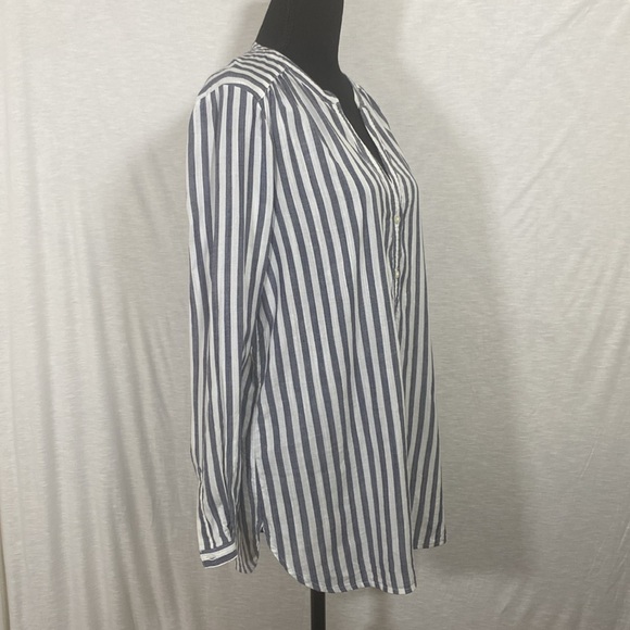 Old Navy Blue & White Striped Long Sleeve Tunic Blouse Size Medium - Picture 3 of 8